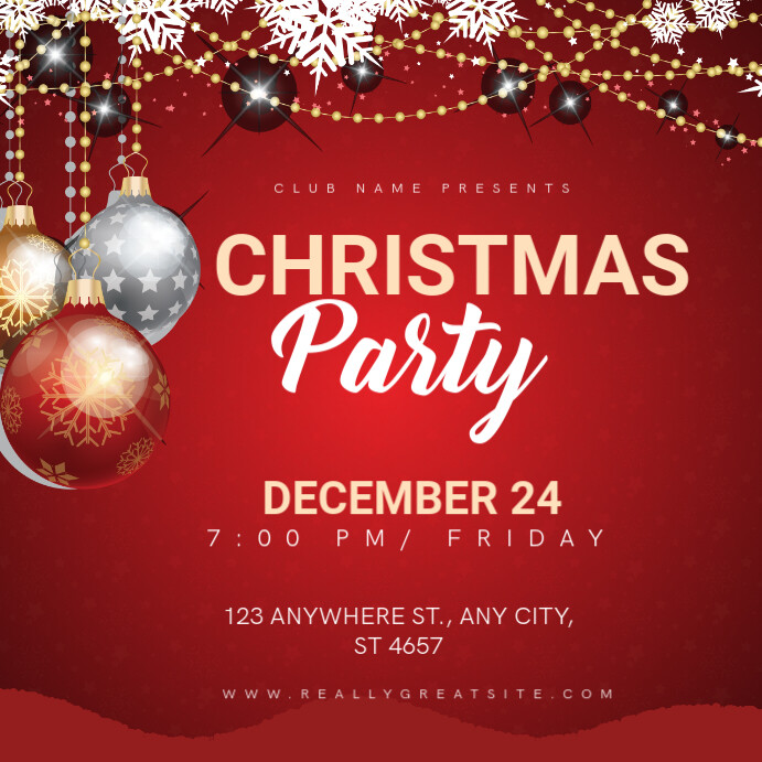 Festive Christmas Party Invitation Template | PosterMyWall