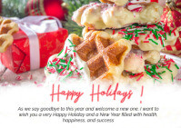 Putih Festive Happy Holidays Postcard Design Template Postcard