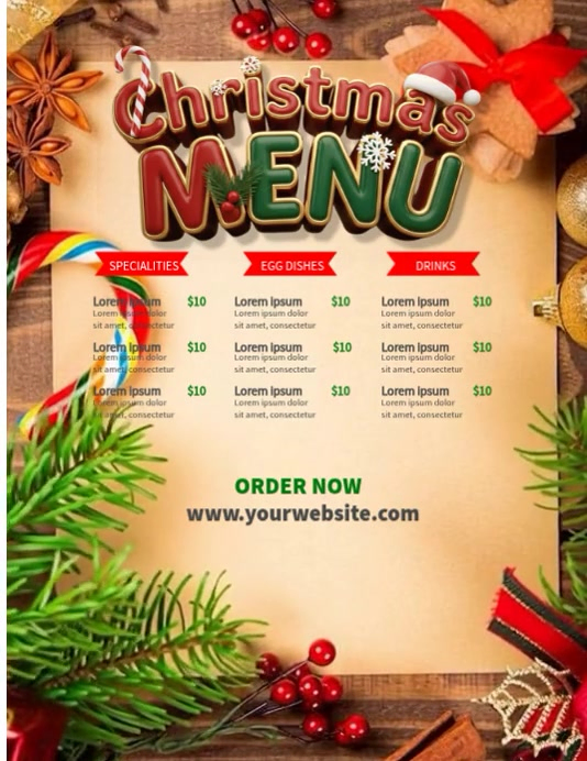 Festive Holiday Menu Board Template | PosterMyWall