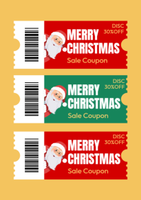 Orange Christmas Sale Coupon A4 Template