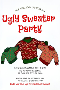 Festive Ugly Sweater Party Invitation Poster template