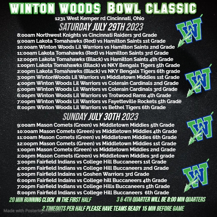 American Football League Schedule | PosterMyWall