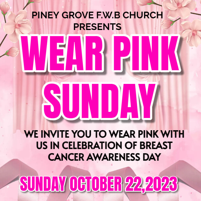 Wear Pink Sunday breast cancer awareness | PosterMyWall