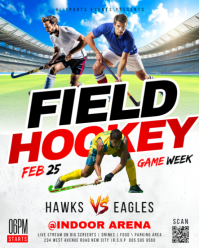 Field Grass Turf Hockey Game Match Day Tournament Competition Championship Promotion Flyer Template Instagram Portrait