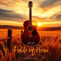 Fields of Home – Rustic folk acoustic album cover editable template