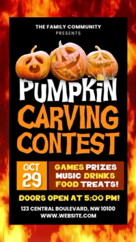 Fiery Joyful Halloween Pumpkin Carving Contest Instagram Story Video template