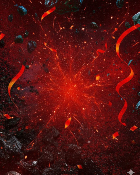Exploding Bright Red Background Space Explosion Template | PosterMyWall