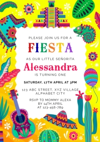 Funzilla Invitations Fiesta Birthday Invitation Template | PosterMyWall