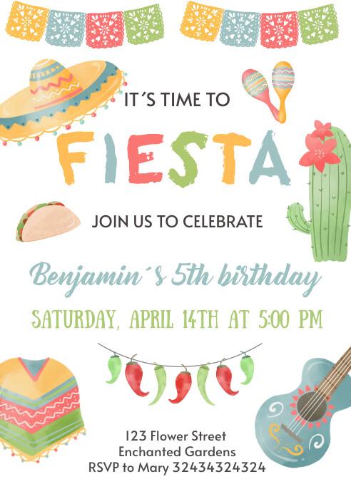 Feista Invitation Fiesta birthday Invitation Template | PosterMyWall