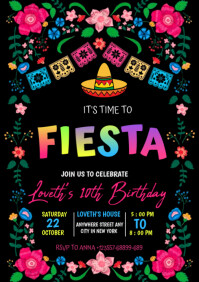 Fiesta birthday invite A4 template