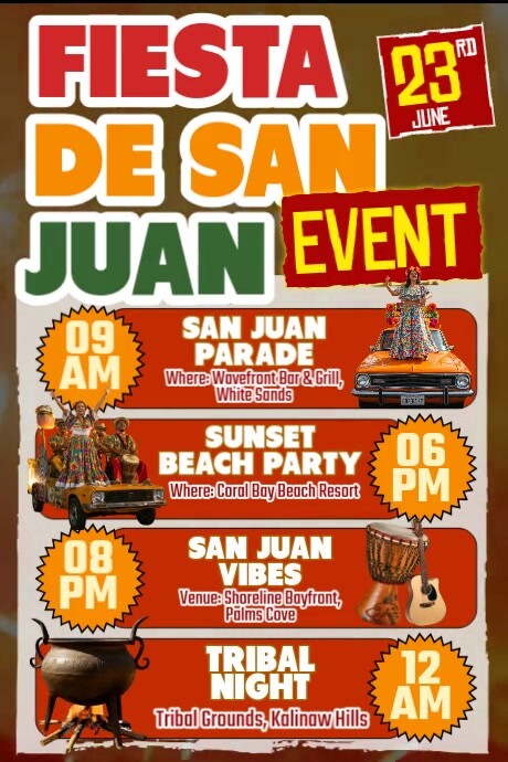 Fiesta De San Juan Event Schedule Poster template