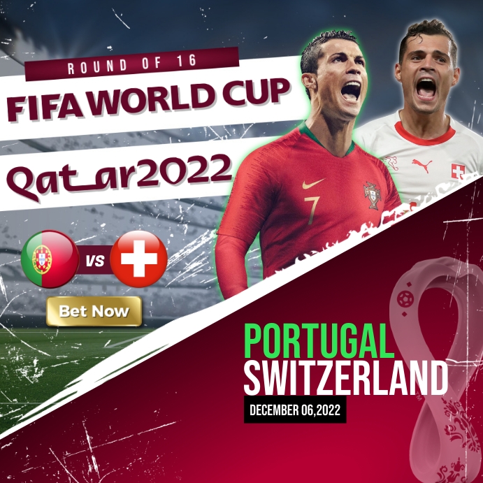 FIFA World Cup 2022 - Portugal vs Switzerland Instagram-bericht template