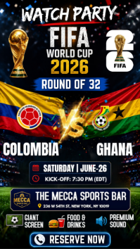 FIFA World Cup 2026: Colombia vs Ghana Watch Party Instagram Story Template