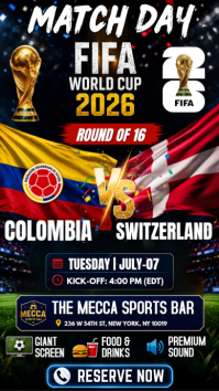 FIFA World Cup 2026: Colombia vs Switzerland Watch Party Instagram Story Template