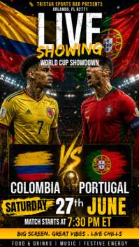 FIFA World Cup 2026 : Colombia vs Portugal Watch Party Instagram Story Template