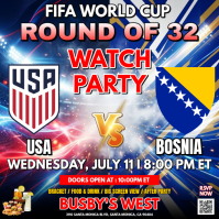 FIFA World Cup 2026 Round of 32: USA vs Bosnia Ultimate Watch Party Instagram-bericht template