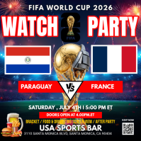 FIFA World Cup 2026 Watch Party: Paraguay Vs France Instagram Post Logo template
