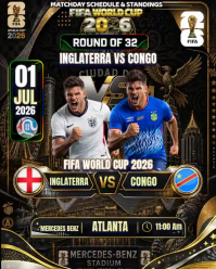 FIFA World Cup Matchday   England vs. Congo Instagram Portrait template