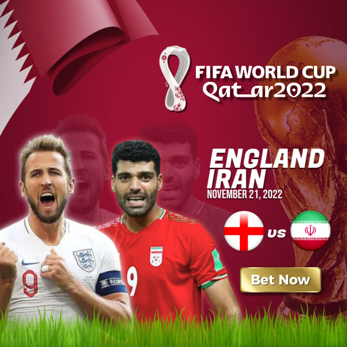 FIFA World Cup Qatar 2022 - England vs Iran Kwadrat (1:1) template