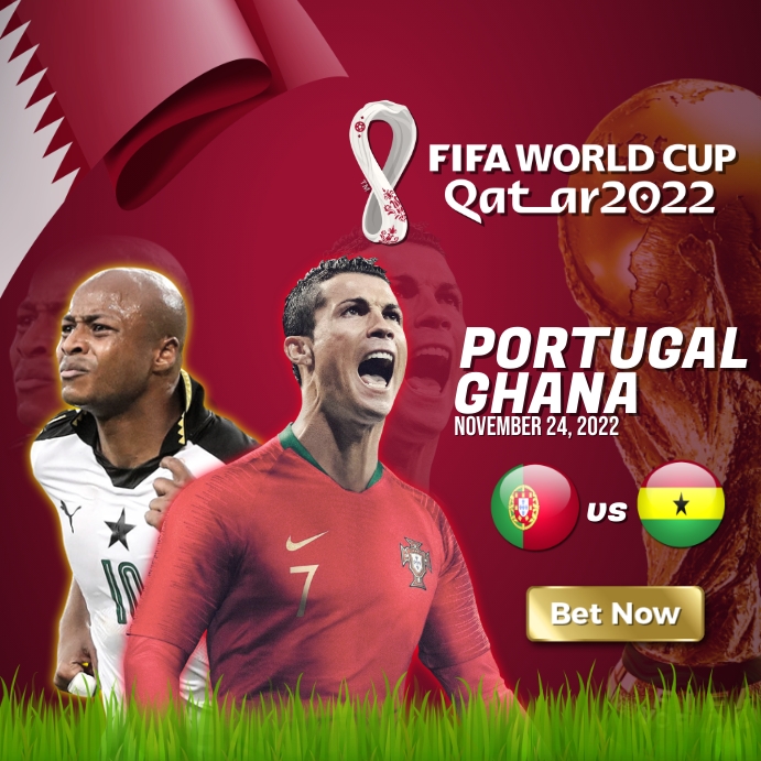 FIFA World Cup Qatar 2022 - Portugal vs Ghana สี่เหลี่ยมจัตุรัส (1:1) template