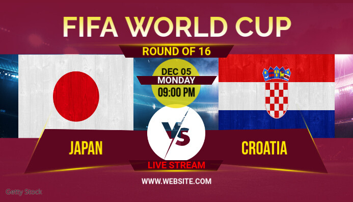 FIFA World Cup Qatar 2022 Round of 16 Match Template | PosterMyWall