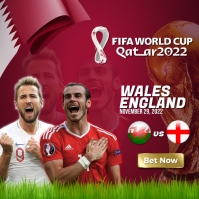 FIFA World Cup Qatar 2022 - Wales vs England Vierkant (1:1) template
