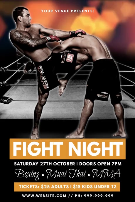 Fight Card Poster Example Fight Night Poster Template | PosterMyWall