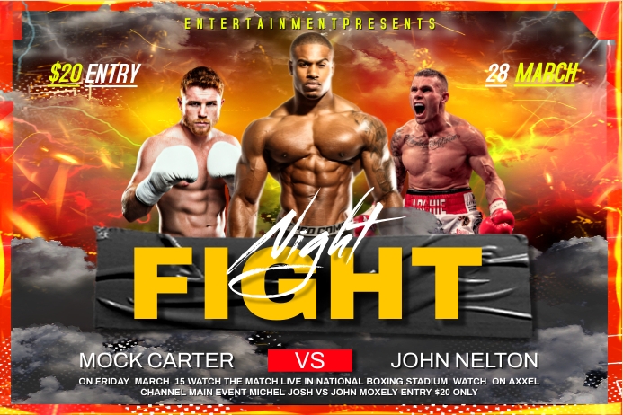 Fight Card Poster Example fight night poster Template | PosterMyWall