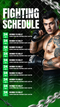 Черный Fighting Event Schedule Instagram-Story Template