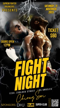 FightNight LiveAction Knockout , boxing flyer Historia de Instagram template