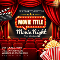Red Movie Night Promotion Instagram Plasing Template