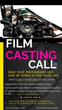 Film Casting Call Poster Templates История на Instagram