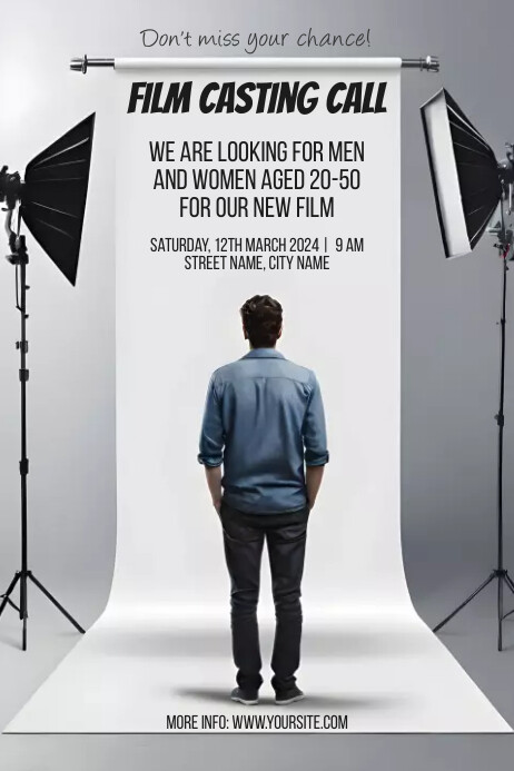 Film Casting Call Poster Flyer Ad Design Temp Template | PosterMyWall