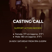 Black Casting Call for Supporting Actors Сообщение Instagram Template