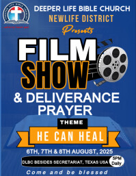Film show and deliverance service crusade flyer design Volante (Carta US) template
