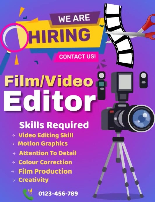 Film video editor flyer template | PosterMyWall