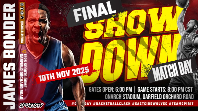 Final Showdown: Basketball Clash Match YouTube Thumbnail template