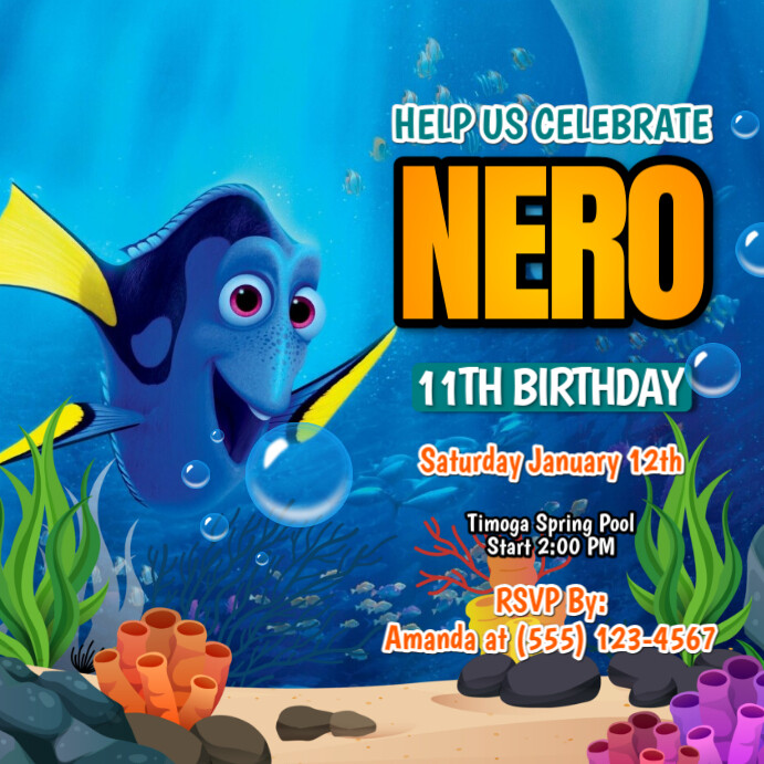 Nemo Posts Finding Nemo Birthday instagram post Template | PosterMyWall