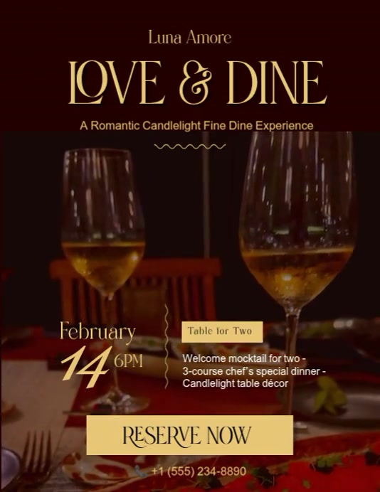 Romantic Dinner Event Flyers Template | PosterMyWall
