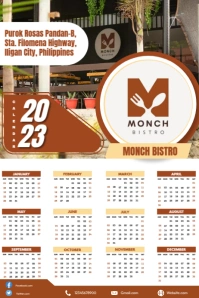 Fine Dining Calendar 2023 Poster template