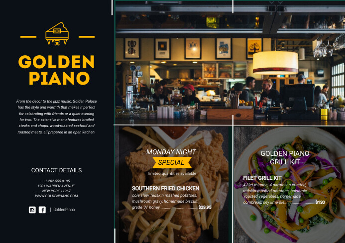 Fine Dining Restaurant Leaflet Template | PosterMyWall