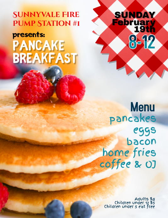 fire-company-pancake-breakfast-fundraiser-flyer-template-postermywall