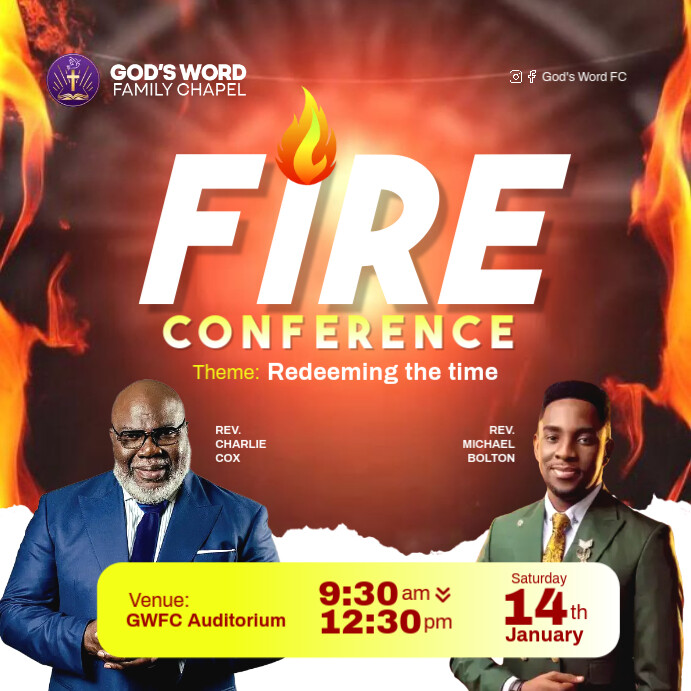 fire conference church flyer (1) Template | PosterMyWall
