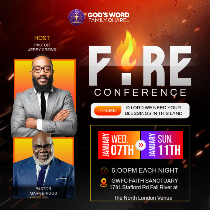 Fire conference church flyer Template | PosterMyWall
