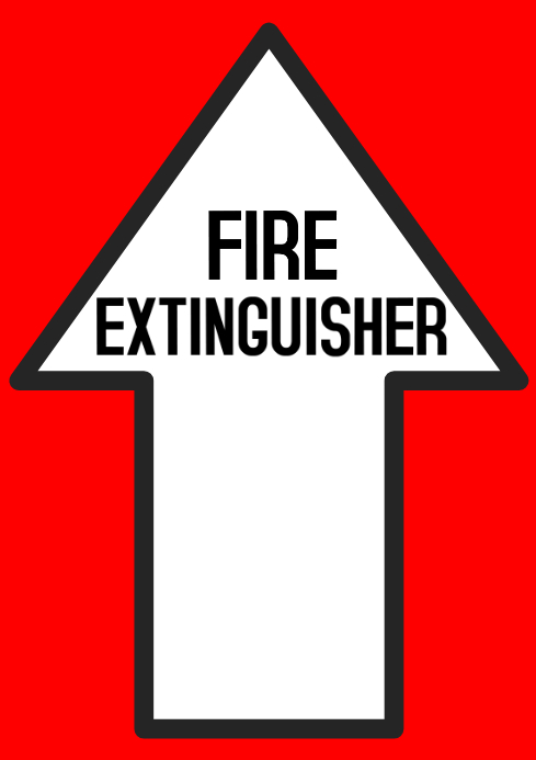 Fire Extinguisher Red Sign With Arrow Pointing Up Template