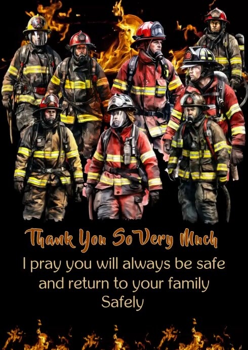 Fire Fighters Thank You Card A6 template