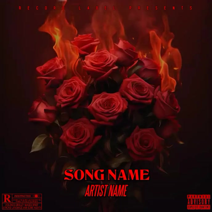 FIRE ROSES ALBUM SONG MIXTAPE COVER TEMPLATE | PosterMyWall