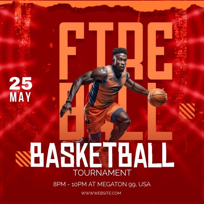 Fireball Basketball Template | PosterMyWall