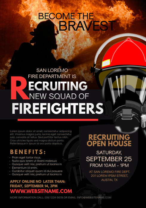 Firefighter Recruitment Flyer Template | PosterMyWall