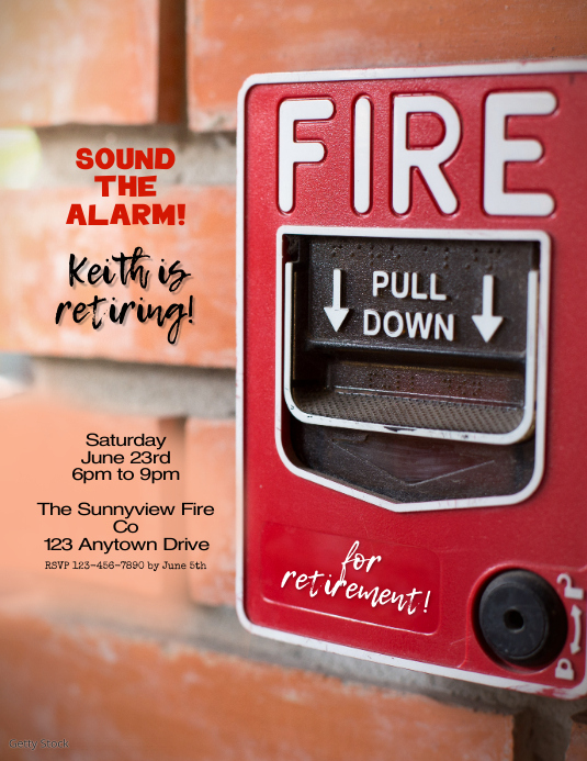 Modello Invito a Una Festa di Pensionamento a Tema Pompiere ...